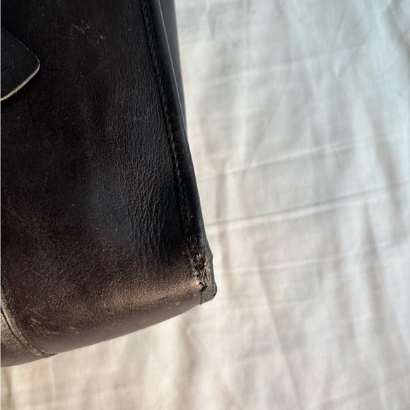 Coach Vtg NYC Shoulder Black Leather Brief - Envelope Portfolio Flannel - Picture 10 of 15